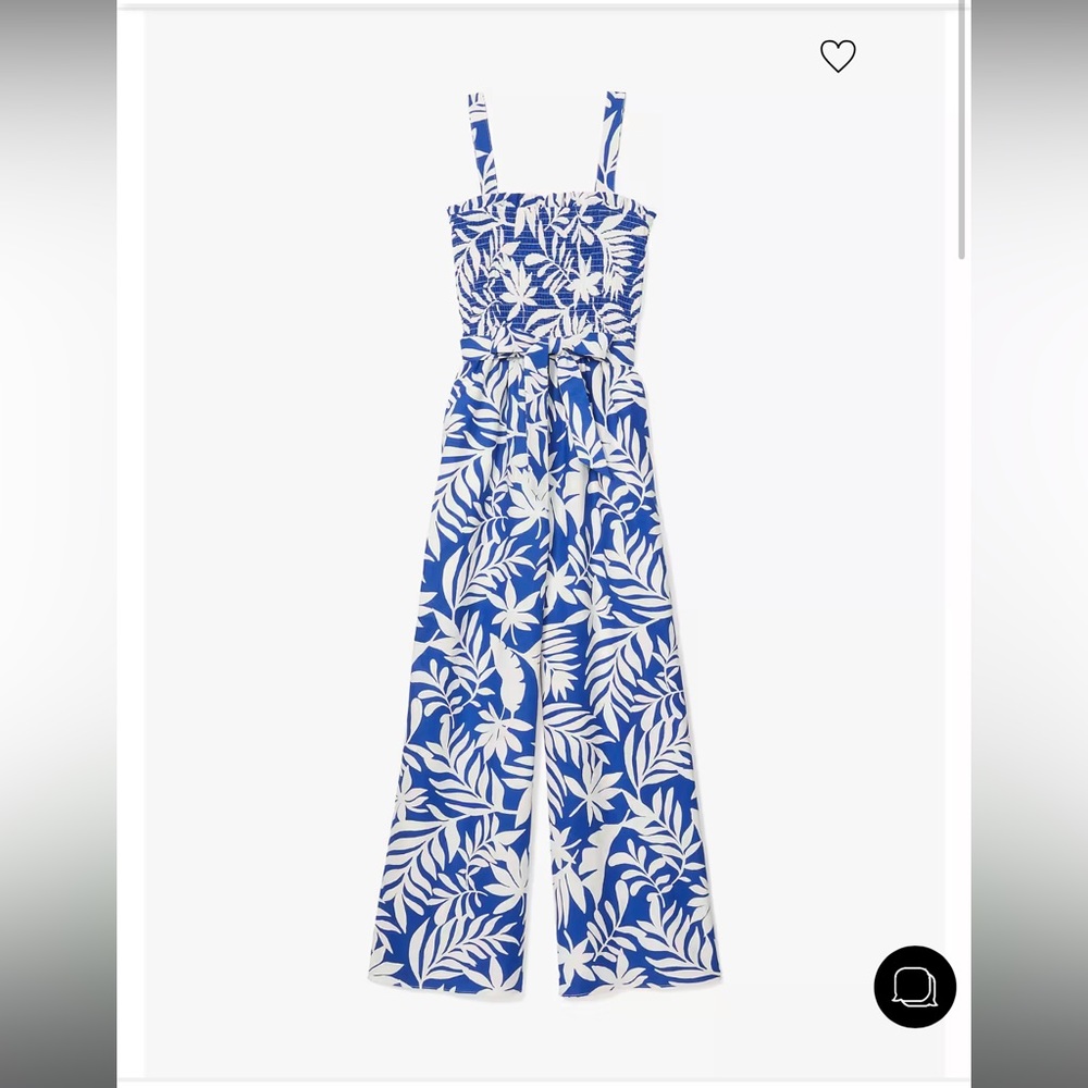 Tropical foliage smocked jumpsuits